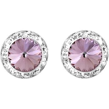 Imagem de Rosemarie & Jubalee Brincos femininos atemporais clássicos hipoalergênicos com pino traseiro feito com cristais Swarovski, 15 mm-20 mm, 15mm, Metal Vidro, Cristal