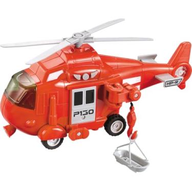 Imagem de Zippy, Helicóptero de Brinquedo Resgate com Guincho na Lateral Maca Suspensa Luzes Som e Fricção 1:20 a Bateria ou Pilha