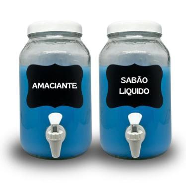 Imagem de 2 Dispenser De Vidro Com torneira capacidade 3L Sabão Liquido, Amacian