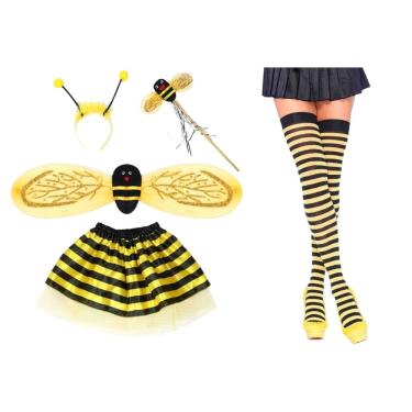 Imagem de Fantasia De Abelha Kit Abelhinha Adulto Completa Cosplay Festa Carnaval Bloquinho Acessório Bichos Insetos Mosquito