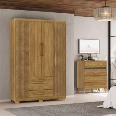 Imagem de Guarda Roupa Pequeno EP 4 Portas e 3 Gavetas Ideal Para Quarto de Solt