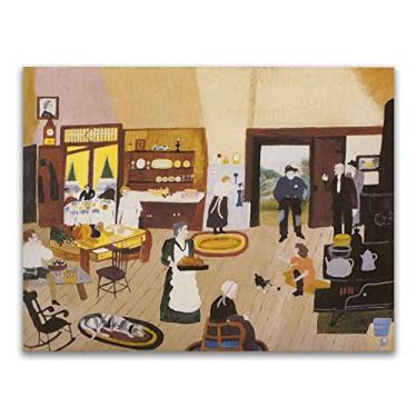 Imagem de Pinturas a óleo Grandma Moses Anna Mary Robertson. Reprodução impressa em tela. Arte famosa (Um no dia de Natal), pôster e impressões de paisagem. Imagens de arte de parede em tela 40 x 55