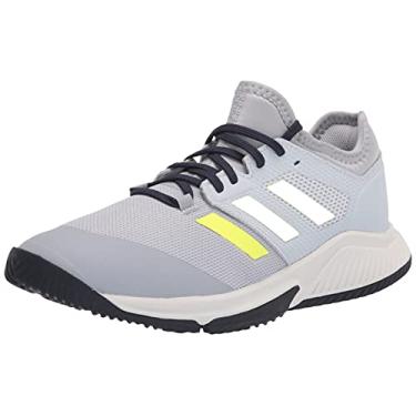 Imagem de adidas Tênis de vôlei masculino Court Team Bounce, Halo Silver/Yellow/Halo Blue, 45