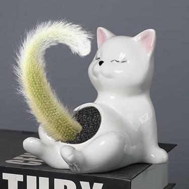 Imagem de Vaso de plantador de gato fofo, vaso de flores exclusivo de gatinho, suculenta para ambientes internos, suporte de vaso de plantas para decoração de casa de animais, presente ideal, vaso de flores de