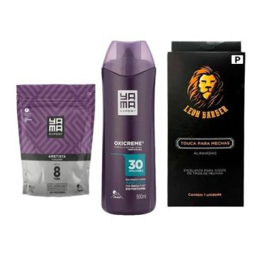 Imagem de Kit Touca Leon Barber P + Pó Yamá 300g + Ox Yamá 900ml