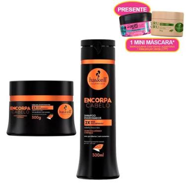 Imagem de Kit Encorpa Cabelo Shampoo 300ml+máscara 300g +mini máscara - Haskell