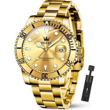 Imagem de Relógio OLEVS Gold para homens em aço inoxidável impermeável 30m