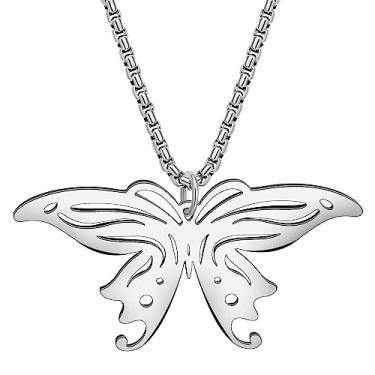 Imagem de DALANE Colar de borboleta fofo de aço inoxidável, pingente banhado a ouro 18 quilates para mulheres, meninas, presentes inovadores, joias de primavera, Medium, Aço inoxidável, Sem Pedra Preciosa