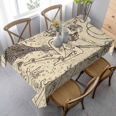 Imagem de LoLo UoUo Lenormand Toalha de mesa retangular com cartão de tarô oráculo 152 x 213 cm para uso ao ar livre, chicote voador, gótico, decoração para cozinha, casa, jantar, festa, ambientes internos