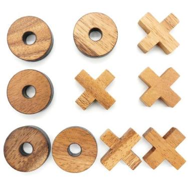 Imagem de Jogo de tabuleiro de madeira Tic Tac Toe BSIRI Tic Tac Toe X-O Pieces
