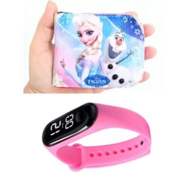 Imagem de Carteira infantil Frozen e relógio digital ou com cronometro menina pa
