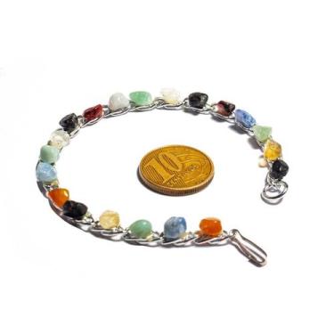 Imagem de Pulseira Corrente Colada Mista Natural Montagem Prateado - CristaisdeC