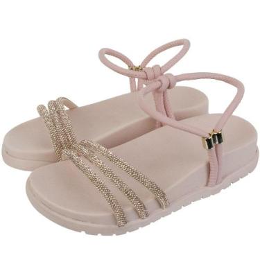 Imagem de Sandália Papete Infantil Feminina de Strass Brilho Menina Criança Regu
