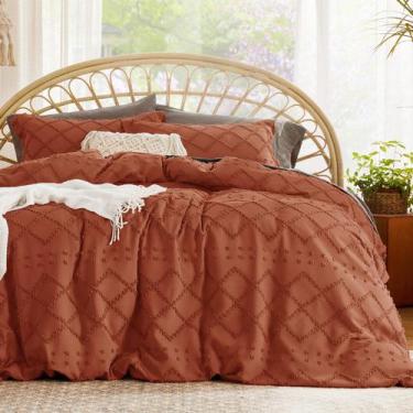 Imagem de Capa de edredom Bedsure Boho Queen Size Terracotta com 2 capas