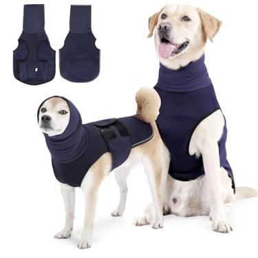 Imagem de Colete de ansiedade para cães, colete refletivo de ansiedade para cães, coletes respiráveis calmantes para cães com capuz, jaqueta ajustável para ansiedade de cães para tempestades, fogos de artifício