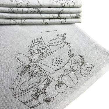 Imagem de Pano De Prato Com Bainha Riscado 67X41 - 30 Unidades - Têxtil Cabar