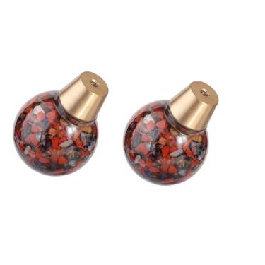 Imagem de Rockcloud Pacote com 2 puxadores redondos de resina misturada de pedra com parafusos, alça em forma de bola para armário de cômoda decoração de cozinha de casa