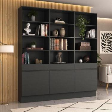 Imagem de Armário/Estante Escritório 3 Portas Multimóveis MP7001, Preto