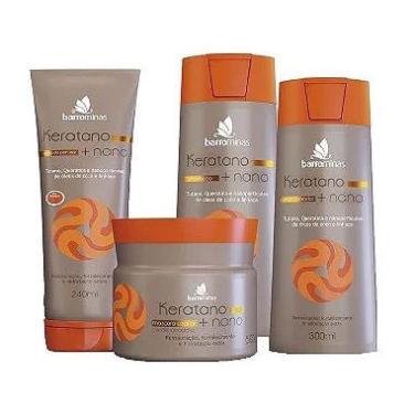 Imagem de Shampoo + Condicionador + Máscara + Creme para Pentear para Cabelos Secos, Ressecados e com Frizz barrominas Keratano com Nanotecnologia