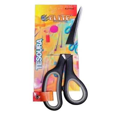 Imagem de Kit 10 Tesouras De Uso Geral Aço Inox 8 Elite Cinzas 21cm