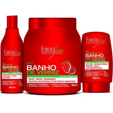 Imagem de Kit Banho de Verniz Morango Profissional Forever Liss