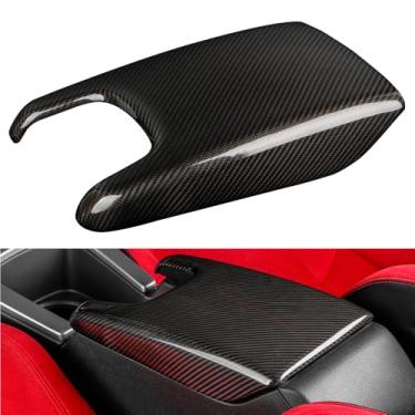 Imagem de JSWAN Capa de painel de caixa de apoio de braço para console central de fibra de carbono para 11ª geração Civic Type r FL5 Typer protetor de braço protetor de proteção antiarranhões decoração (preto