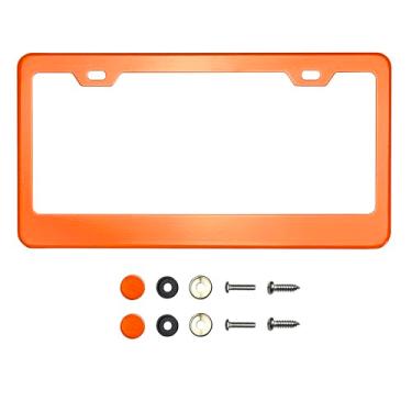 Imagem de Moldura de placa de licença de aço inoxidável T304 – Acabamento polido espelhado 8K, resistente à ferrugem, design fino, ajuste universal, inclui tampas de parafuso, arruelas e parafusos de aço