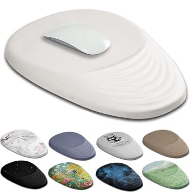 Imagem de Armanza Mouse pad ergonômico, suporte de pulso, mouse pad branco com descanso de pulso, espuma de memória inteira e base de poliuretano antiderrapante mousepads com design de massagem para alívio da