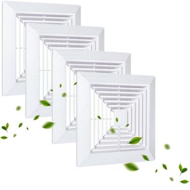 Imagem de Flowild 4 peças 9x9 capa de ventilador de banheiro com molas, grade de substituição para exaustores quadrados de teto ou parede, capa de ventilador de teto, desviador de ar, ventilador de ventilação
