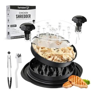 Imagem de Triturador de frango grande com tampa, escova e pinças transparentes – Ferramenta de trituração de carne portátil de 25,4 cm para frango, carne bovina, porco e mais – Pode ser lavada na lava-louças