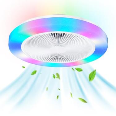 Imagem de RRDEFSD Ventilador De Teto De Perfil Baixo Com Luz, Ventiladores De Teto Fechados Com Regulagem De Intensidade De Luz Rgb-Led De 19,6 Pol. E Controle Por Aplicativo, Ventilador De Teto Fechado Sem L