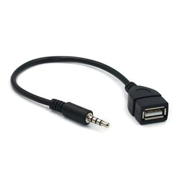 Imagem de Zaagot Cabo conversor adaptador adaptador fêmea 3,5 mm 1/20.3 cm macho para USB 2.0 fêmea para reproduzir música com U-Disk em plástico de carro