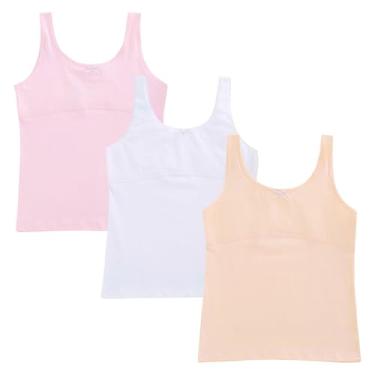 Imagem de DOCOLL Sutiãs de treinamento para adolescentes sutiãs de algodão para crianças de 7 a 12 anos, Longa-branca/bege/rosa, 7-8 Anos