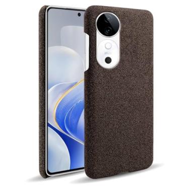 Imagem de Capa para vivo S19 5G,Capa desenhada em lona,Case Protetora Ultrafina com Empunhadura Macia,Design em Tecido Antichoque e Antiarranhões-Brown