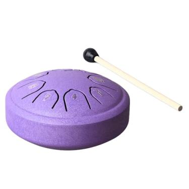 Imagem de Língua Tambor, 4,5 Polegadas 8 Tom C Key Carbon Steel Mini Tamba Drum Handpan Drum Mallet para Crianças Adultas Iniciantes (Roxo)