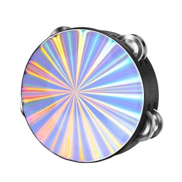 Imagem de Flexzion Instrumento De Pandeiro De Igreja De Madeira - Tamborim De Tambor De Mão Reflexivo De 6 Polegadas Para Crianças E Adultos, Pandeiro De Metal De Fileira Única Para Igreja, Festas E Eventos M