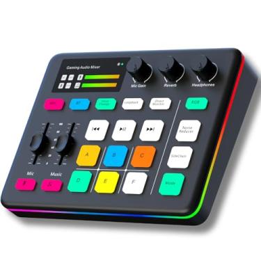 Imagem de HOSONGIN Mixer De Áudio Para Jogos, Interface Com Pré-Amplificador Profissional, Modificador Voz E Efeitos Dj, Alimentação Fantasma 48 V, Bluetooth Placa Som Rgb Live Streaming, Podcasting Jogos