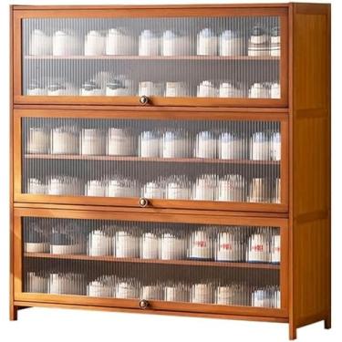 Imagem de LGEOELIAS Armário de sapatos de bambu com portas, armário estreito para corredor, sala de estar