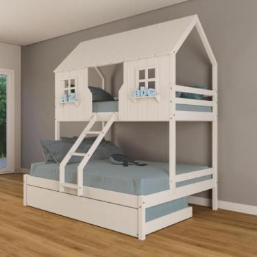 Imagem de Treliche Casal/ Solteiro Casinha Encantada Madeira Maciça Branco Housi