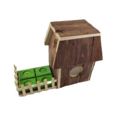 Imagem de Fenteer Wood Hamster Hideout House Hous Play Toy Habitat House tocando acessórios para gaiola de brinquedo Toy Cage Toy for Gerbils anão hamsters