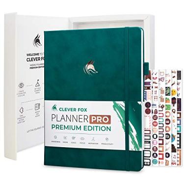 Imagem de Clever Fox Planner Pro Premium – Planejador semanal e mensal luxuoso com organizador de orçamento para produtividade e objetivos, sem data, A4 (azul-petróleo)