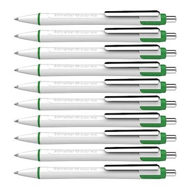 Imagem de Schneider Esferográfica retrátil Slider Xite, barril branco com detalhes em azul, tinta verde, caixa de 10 (133204)