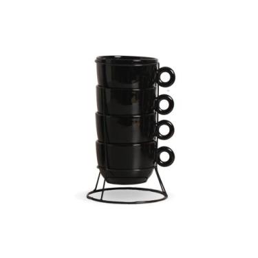 Imagem de Kit Suporte Consumê Bojuda Colors 470ml - Cerâmica Regina, Preto
