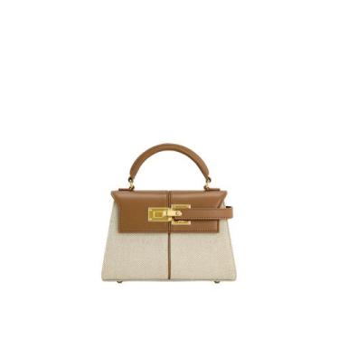 Imagem de Bolsa feminina JW PEI Elise com alça superior em material vegano marro