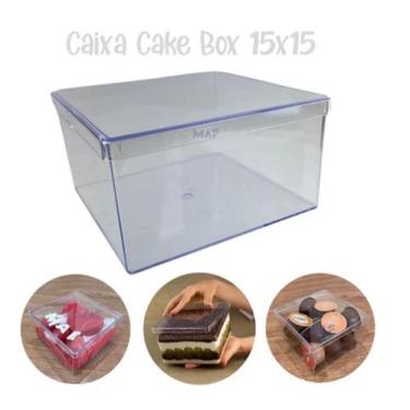 Imagem de Caixa Para Bolo 15x15x8cm Transparente - Embalagem Elegante - Mirandin