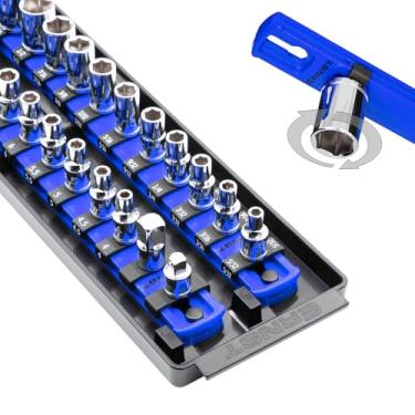 Imagem de Ernst Manufacturing Socket Boss Organizador de soquete de 2 trilhos de 1/10.2 cm, 33 cm, para gaveta de caixa de ferramentas - Azul (8495) - Feito nos EUA