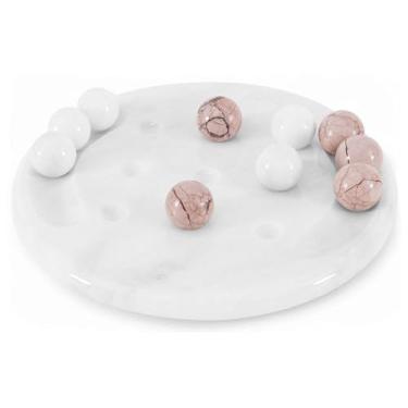 Imagem de Radicaln Marble Tic Tac Toe Game 10" Inch Handmade White & Marinara Tabletop Board Games Adult - Farmhouse Coffee Table Decor - Ideal Outdoor & Travel Board Games