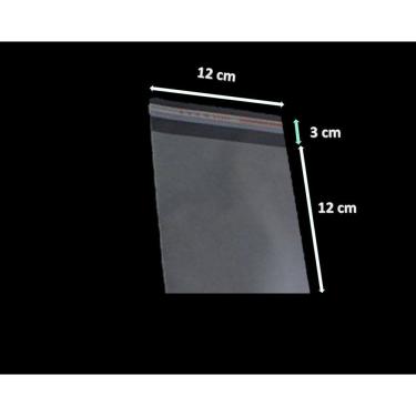 Imagem de Saco Adesivado Plástico Transparente Vabene 12x12+3cm 100 Unidades