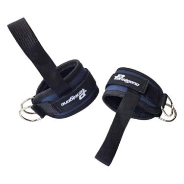 Imagem de Tornozeleira Crossover com Alça para os Pés Pentágono, Dupla Fivela 40mm, Reforçada e Grossa, para Treino de Glúteo, Perna e Coxa, Uso em Polia e Aparelhos de Academia (Azul-Marinho)