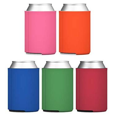 Imagem de TahoeBay — Mangas frias para latas brancas (pacote com 5) lisas e macias para refrigerante, cerveja, garrafas de água, projetos de vinil HTV, lembranças de casamento e presentes (multicolorido)